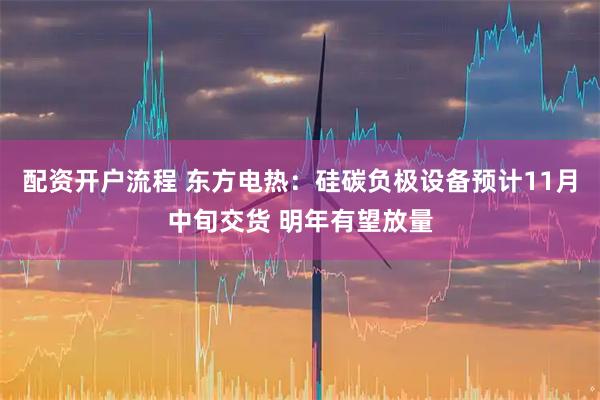 配资开户流程 东方电热：硅碳负极设备预计11月中旬交货 明年有望放量